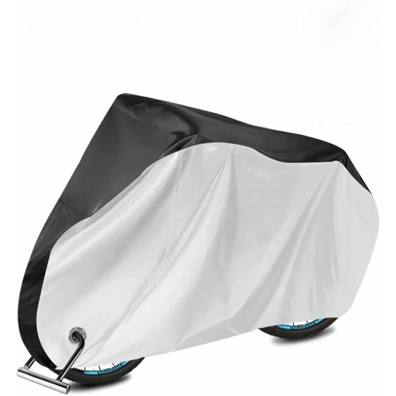 foto del prodotto 1 x copertura per bicicletta nera argento, tessuto oxford 300d pu, antipioggia, anti uv, antipolvere, antiscivolo.