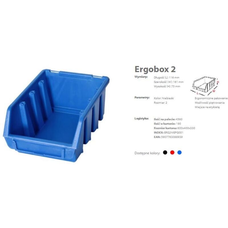 foto del prodotto 1 x ergo m blue scatole impilabili de scatola di stoccaggio de plastica 116x161x75