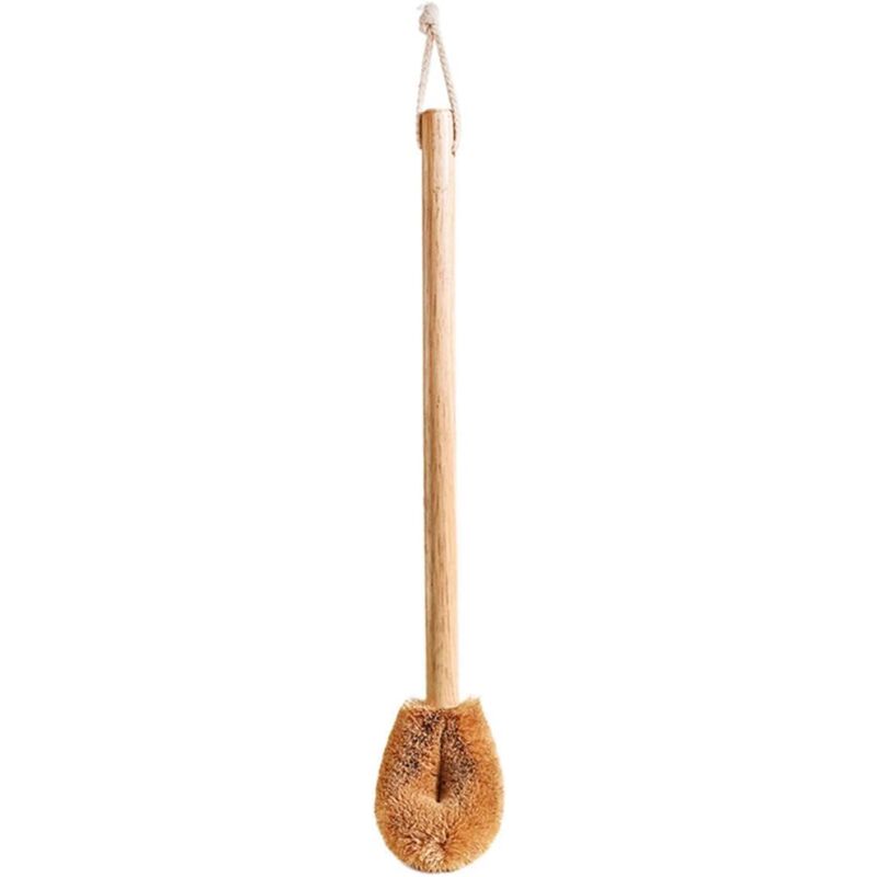 foto del prodotto 1 x pratico scopino per wc con manico lungo per la pulizia del wc marrone chiaro, 49 x 8 cm sollbry