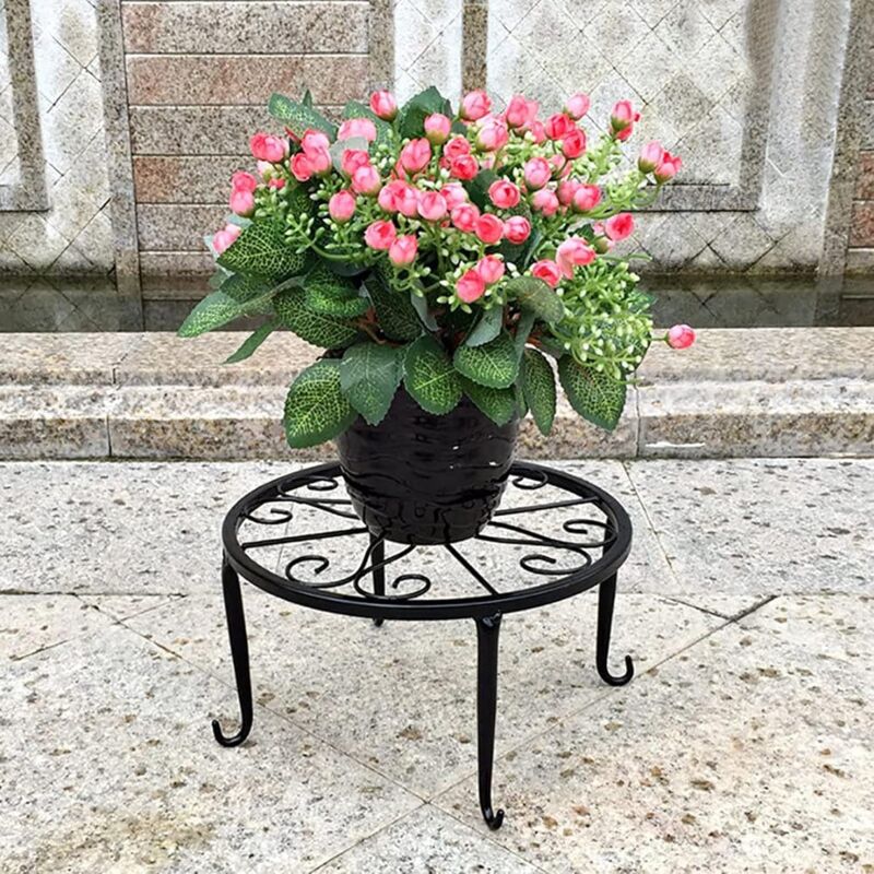 foto del prodotto 1 x supporto per piante in ferro battuto, portavasi in ferro battuto, decorazione per balcone interno ed esterno, dimensioni 2412 lh cm nero