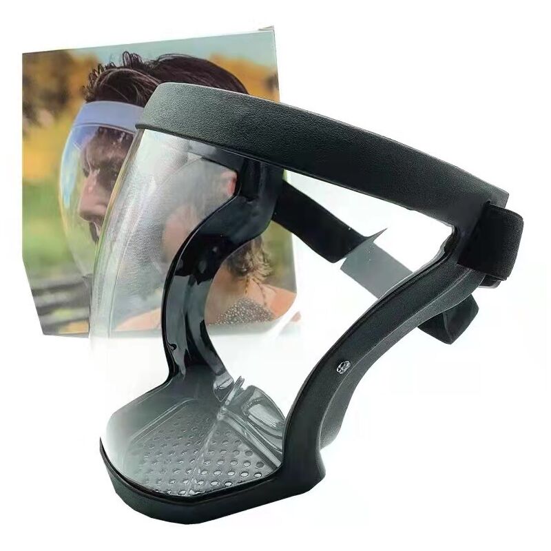 foto del prodotto 1 x visiera protettiva super, maschera antiappannamento, visiera trasparente per adulti, visiera in plastica nera . bebusingoto
