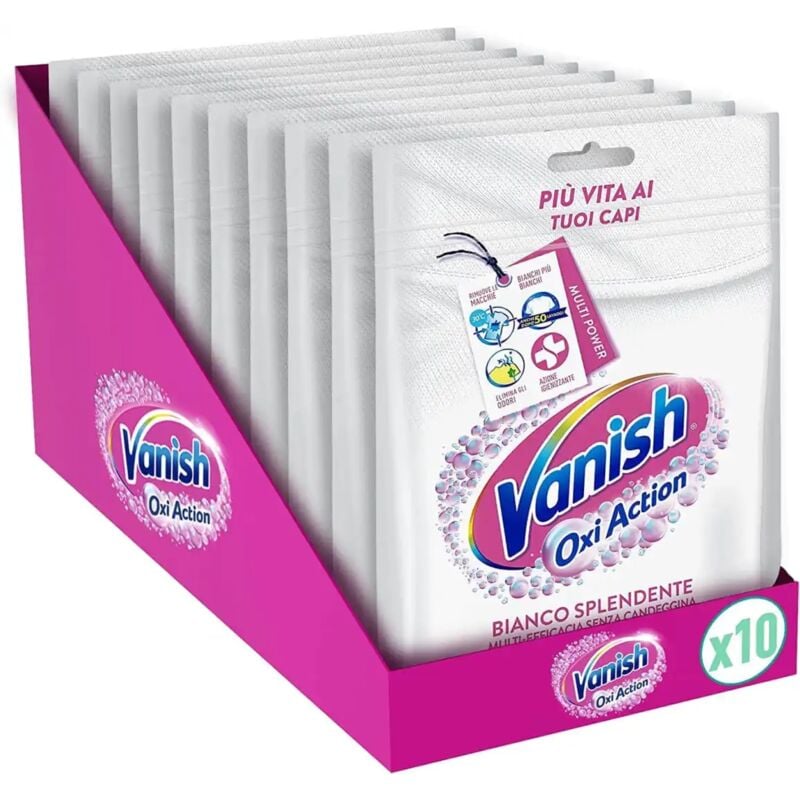 foto del prodotto 10 confezioni vanish polvere bianco splendente smacchiatore per capi bianchi