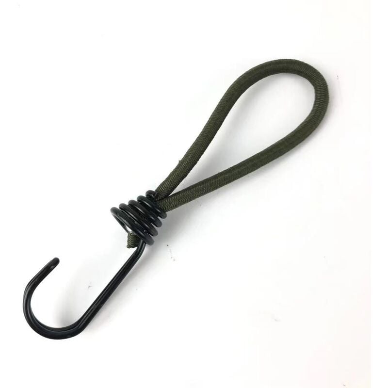 foto del prodotto 10 elastici elastici professionali in gomma con gancio verde militare 150 mm per teloni, poster, reti elastiche per teloni, fettuccia elastica,