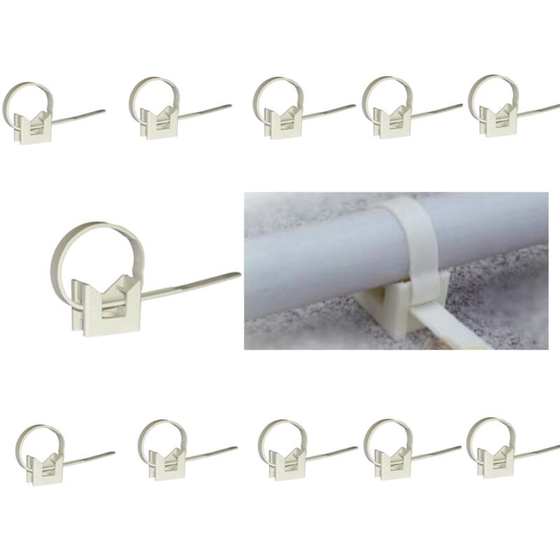 foto del prodotto 10 fascette in nylon con base forata per tasselli per tubi diametro 16 32