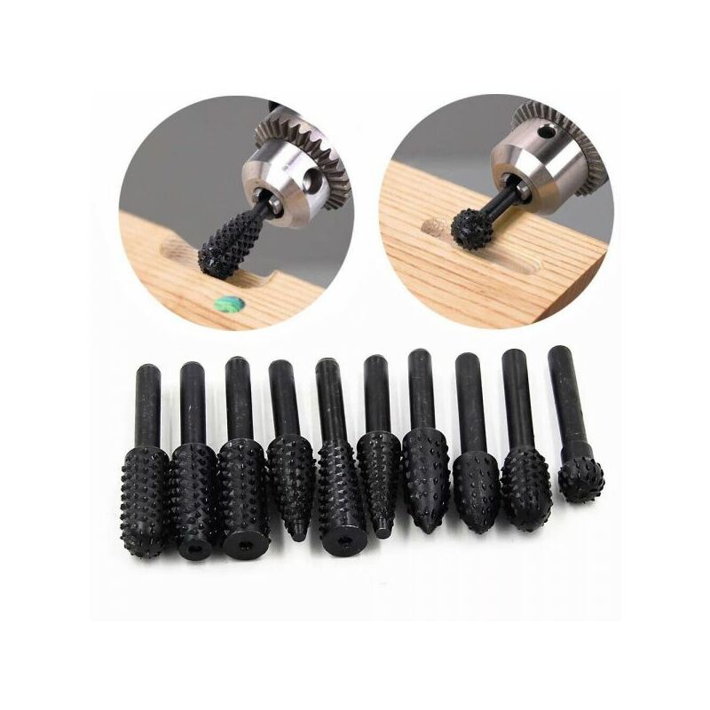 foto del prodotto 10 frese in metallo duro gambo 6 mm punte per mini trapano 1 4 professionali