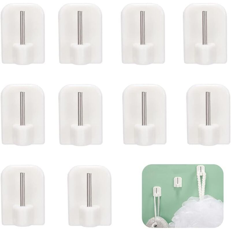 foto del prodotto 10 ganci autoadesivi, ganci adesivi, porta asta, ganci autoadesivi senza foratura per aste per tende lablanc