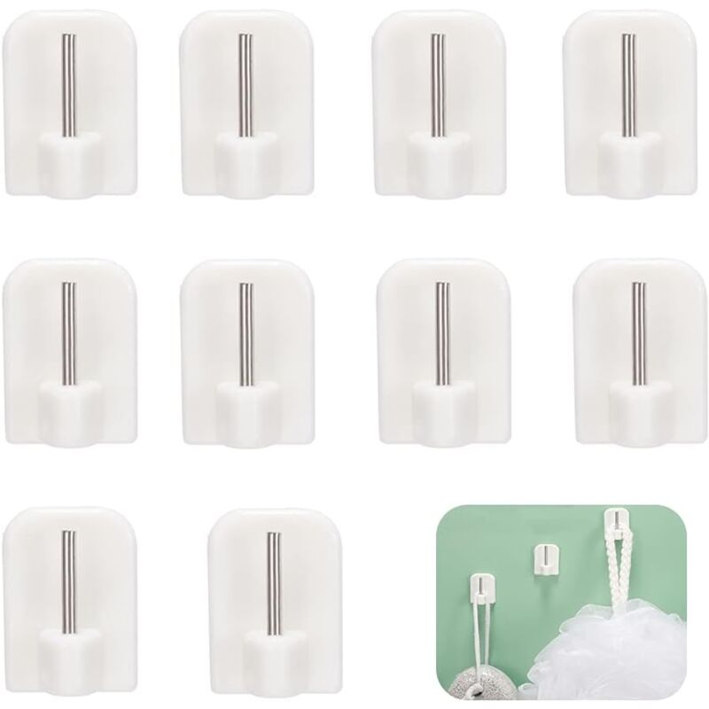 foto del prodotto 10 ganci autoadesivi, ganci adesivi, porta asta, ganci autoadesivi senza foratura per aste per tende sollbry