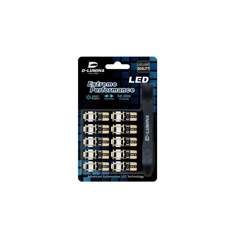 foto del prodotto 10 lampada led t10 w5w canbus 12v 5 smd 5050 blue leva rimozione antigraffio