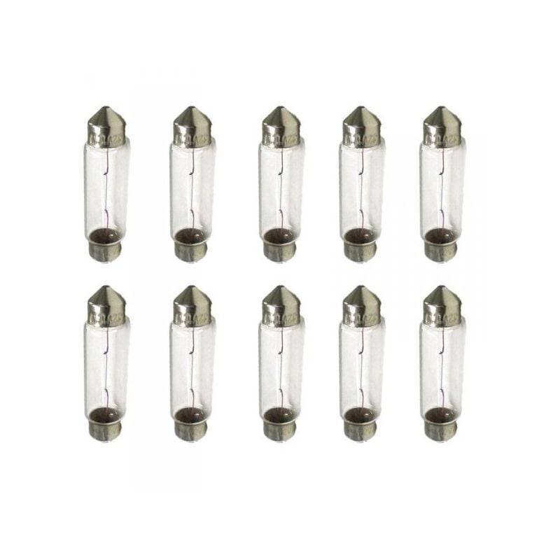 foto del prodotto 10 lampade alogene siluro t11 c5w 12v 5w 36mm per interni auto e luci targa