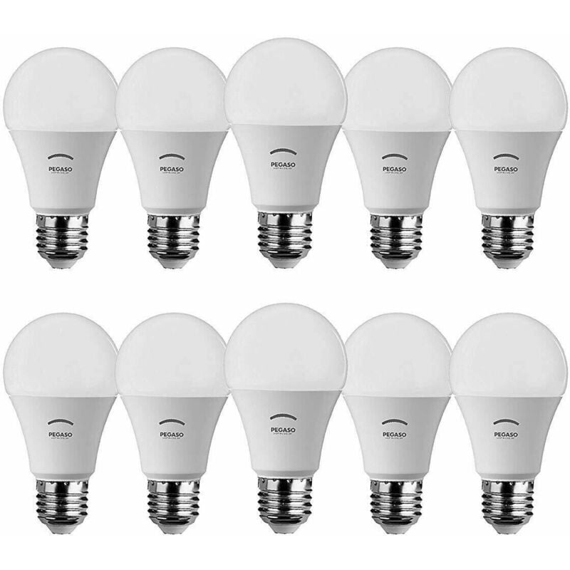 immagine 0 del prodotto 10 lampade led goccia a60 12watt 6000k fredda lampadina pegaso