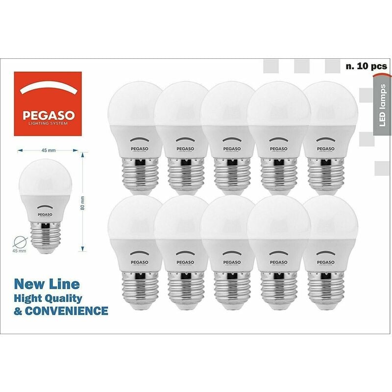 foto del prodotto 10 lampade led sfera opale g45 7watt 6000k fredda e27 a lampadina pegaso