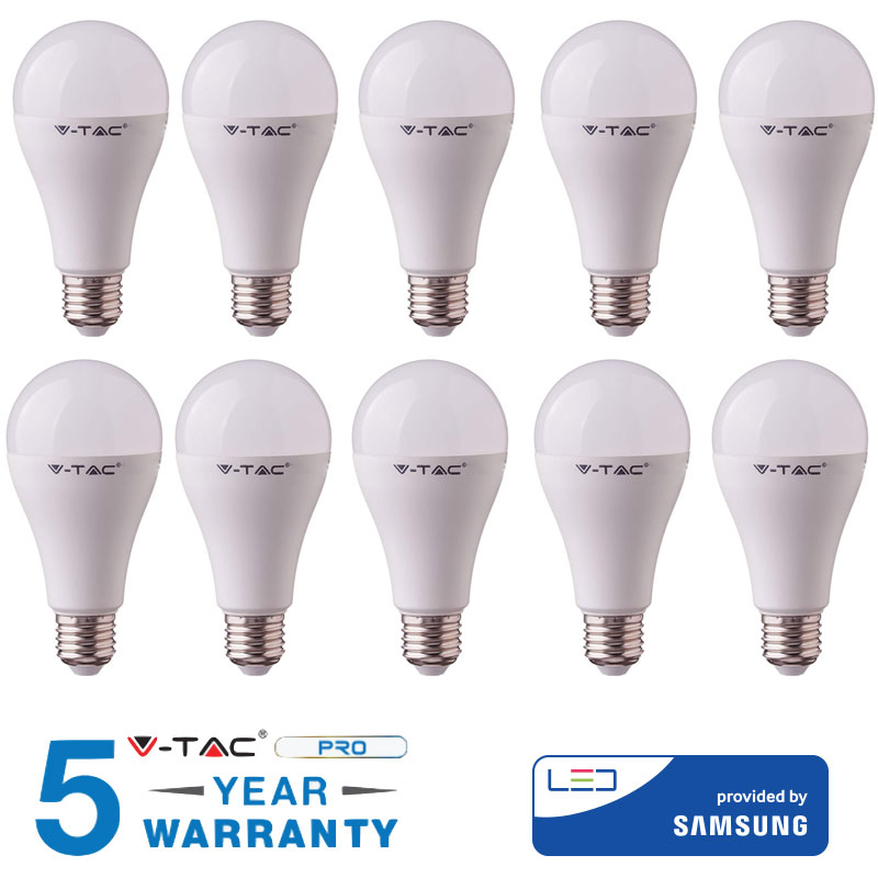 foto del prodotto 10 lampadine led 11w e27 v tac lampadina samsung luce calda 100lm w a60 3000k