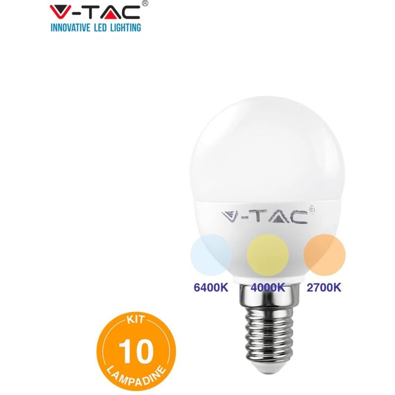 immagine 0 del prodotto 10 lampadine led v tac e14 a miniglobo 4.5 watt lampadina luce fredda