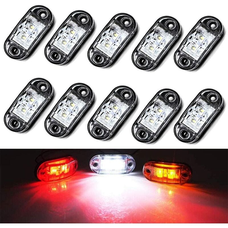 foto del prodotto 10 luci da lavoro 12v impermeabile per auto, lampada esterna, fanale posteriore, luce di segnalazione per camion con rimorchio bianco 