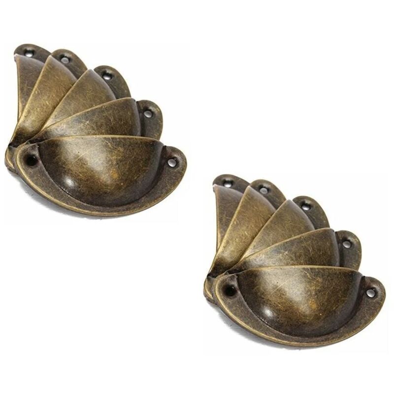 foto del prodotto 10 maniglie a conchiglia vintage per mobili da cucina, maniglie per ante di armadietti in ferro curvo vintage, 8,2 cm x 3,5 cm, ottone anticato
