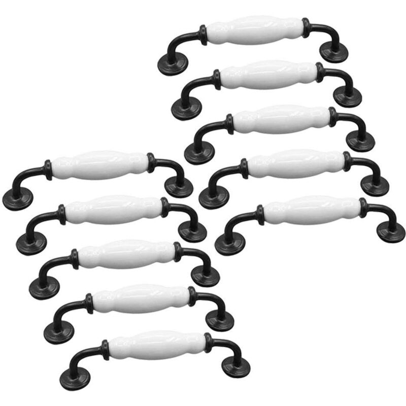 foto del prodotto 10 maniglie curve bianche, maniglie per mobili, maniglie per cassetti, maniglie per mobili, pomelli per porte, pomelli per mobili, maniglie per
