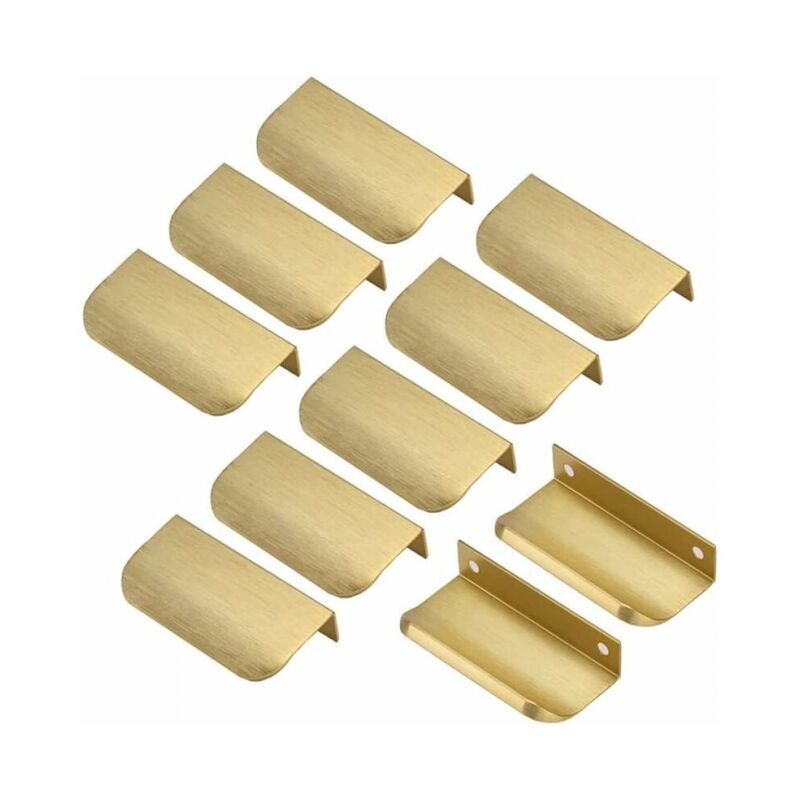 foto del prodotto 10 maniglie per mobili dorate con interasse di 64 mm, maniglie per mobili invisibili.