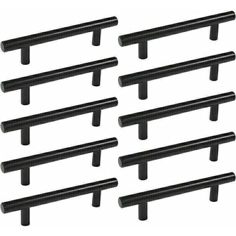 foto del prodotto 10 maniglie per porte da cucina con barra a t 250 mm maniglie per mobili in acciaio inox, interasse 160 mm per mobili da cucina nero lablanc