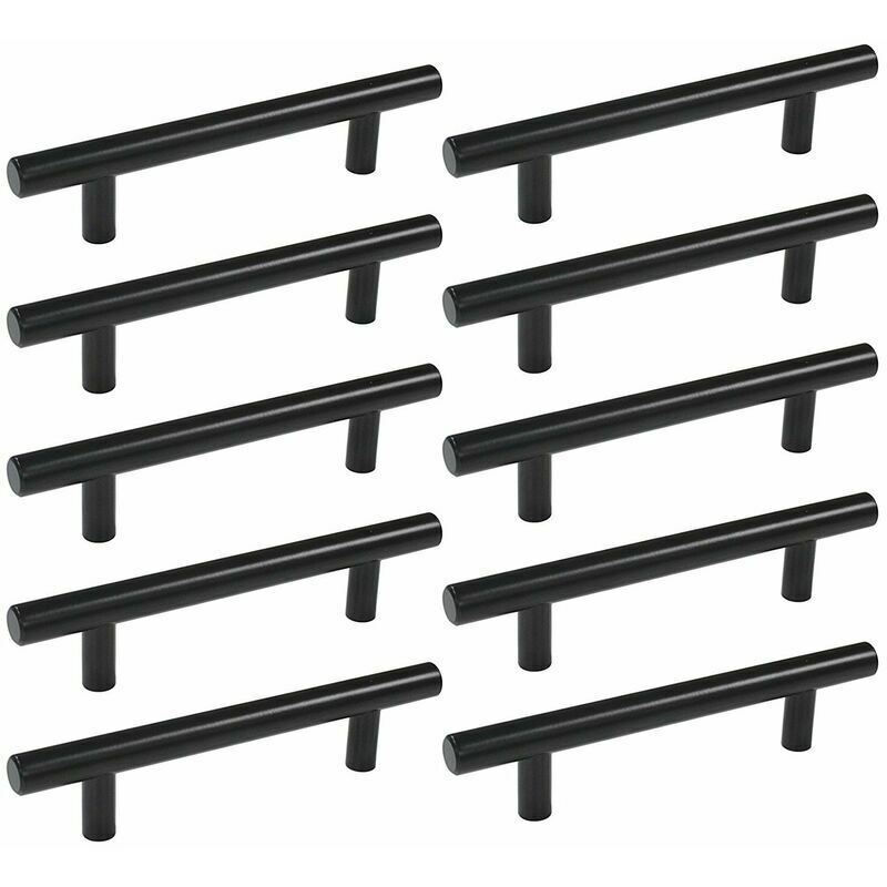 foto del prodotto 10 maniglie per porte da cucina con viti 150 mm , maniglie per mobili in acciaio inox, interasse fori 96 mm, per porte di armadietti, nero lablanc