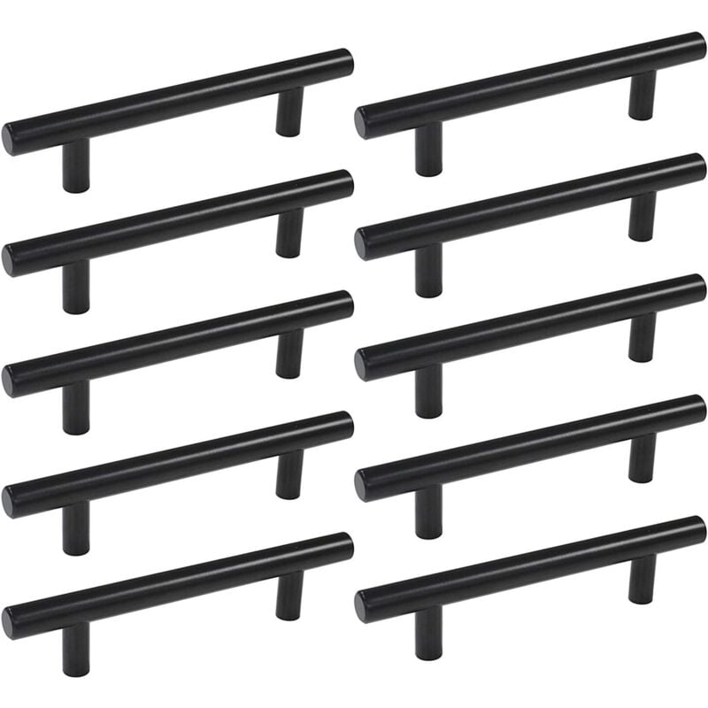 foto del prodotto 10 maniglie per porte da cucina, interasse fori 192 mm, maniglie per mobili in acciaio inox nero