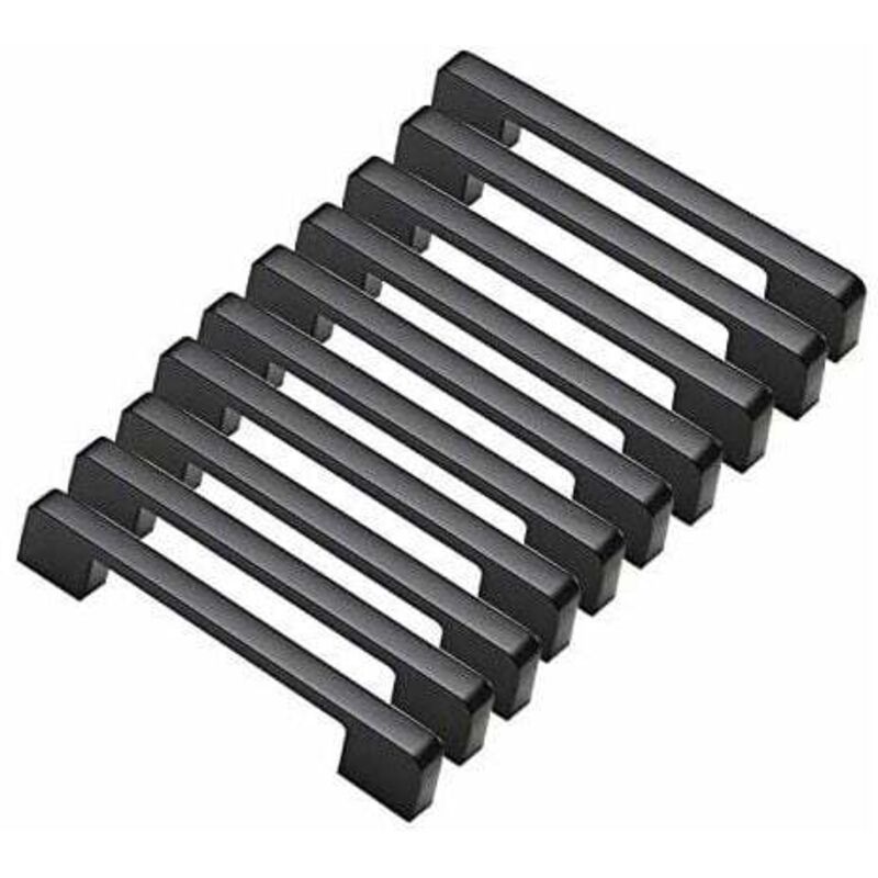 foto del prodotto 10 maniglie per porte nere in lega di alluminio, a t, per mobili da cucina, foro centrale 160 mm