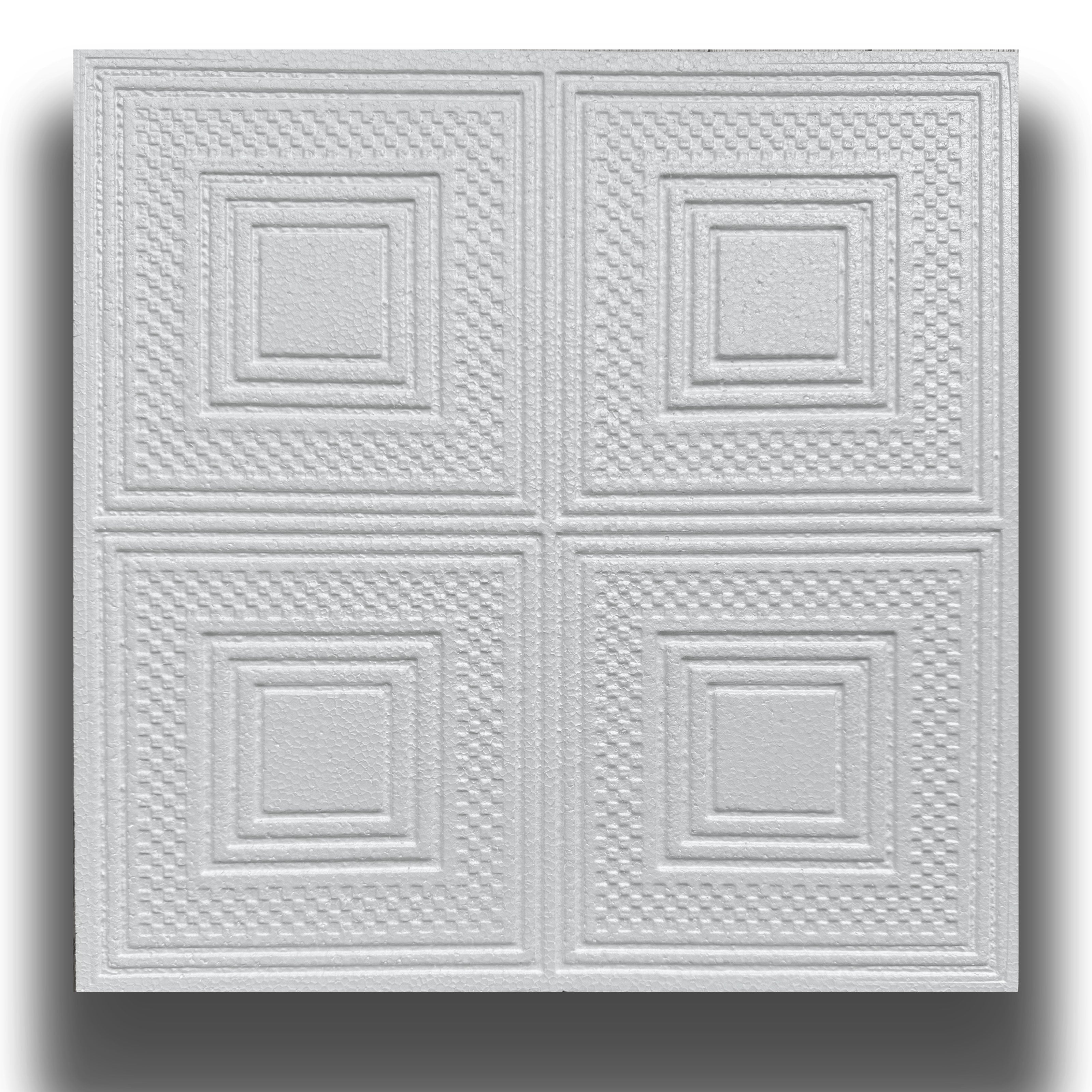 foto del prodotto 10 o 20mq 40 oppure 80 pezzi di pannello decorativo a soffitto in polistirene compatto 50x50cm spess. 1cm evora pacco da 10 metri quadrati