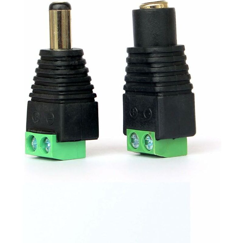 foto del prodotto 10 paia di connettori dc maschio femmina da 2,1 x 5,5 mm per telecamere cctv