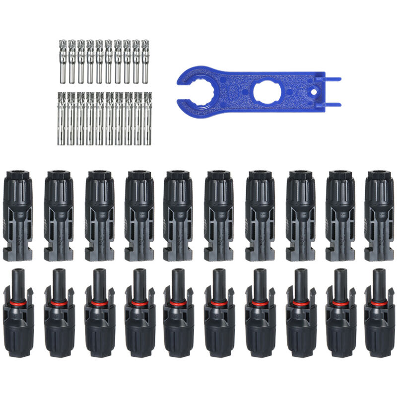 foto del prodotto 10 paia di connettori per pannelli solari mc4 maschio femmina, connettori per cavi per pannelli solari, connettori per cavi per pannelli solari,