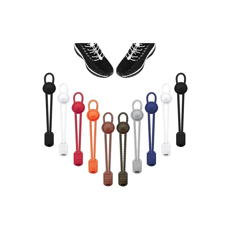 foto del prodotto 10 paia di lacci elastici per scarpe, lacci elastici autobloccanti senza allacciatura con chiusura rapida sollbry