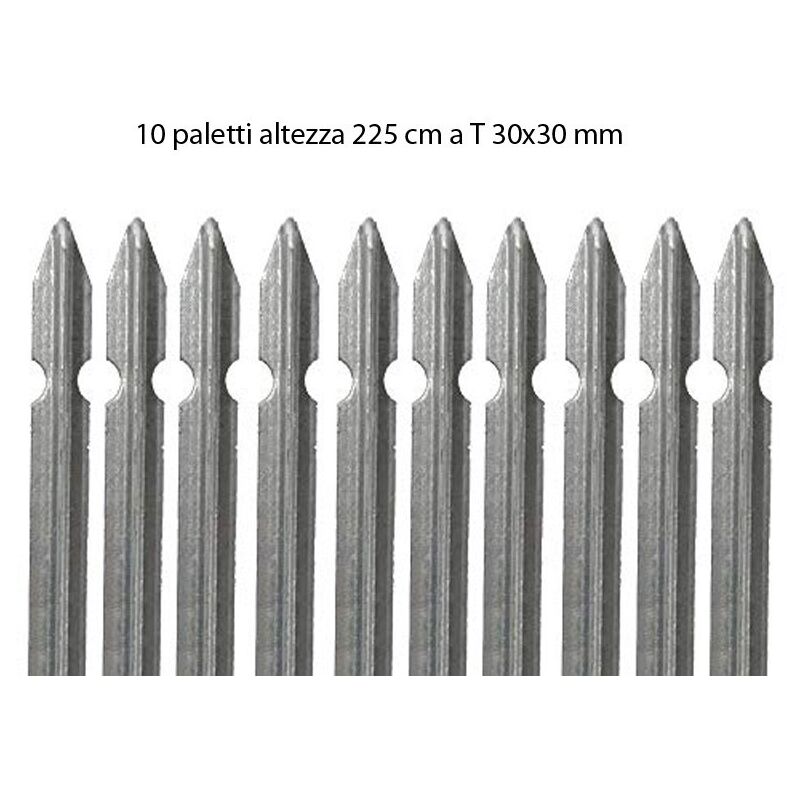 foto del prodotto 10 paletti in ferro zincato 225 cm pali per recinzione con profilo a t