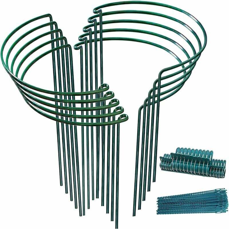 foto del prodotto 10 pali per piante, pali verdi mezzi rotondi supporto per piante, aiutano le piante a crescere pali ad anello per piante ortensie, peonie, piante