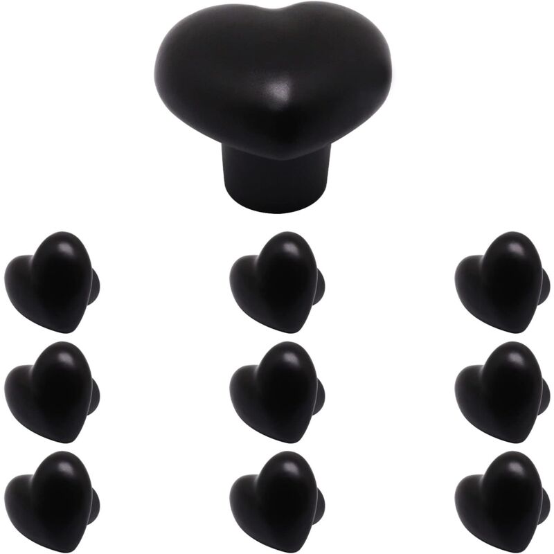 foto del prodotto 10 pcs pomelli per mobili in ceramica cuore manopole per cassetto pomello per porte armadio con viti nero