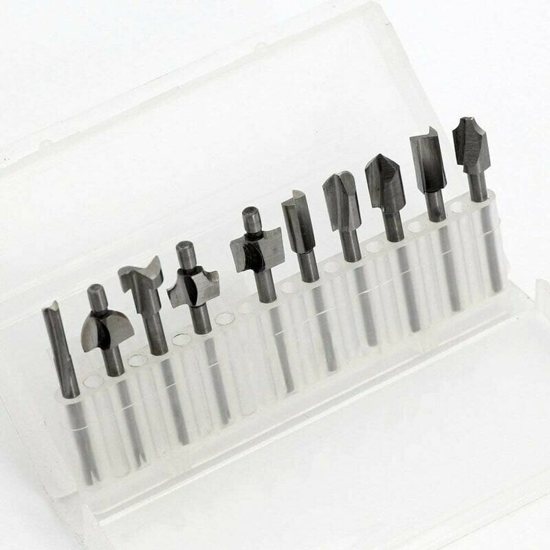foto del prodotto 10 pezzi 1 8 3mm gambo hss fresatrici fresatura incisione su legno per utensili rotanti dremel fresatrici fresatura per fai da te lavorazione del