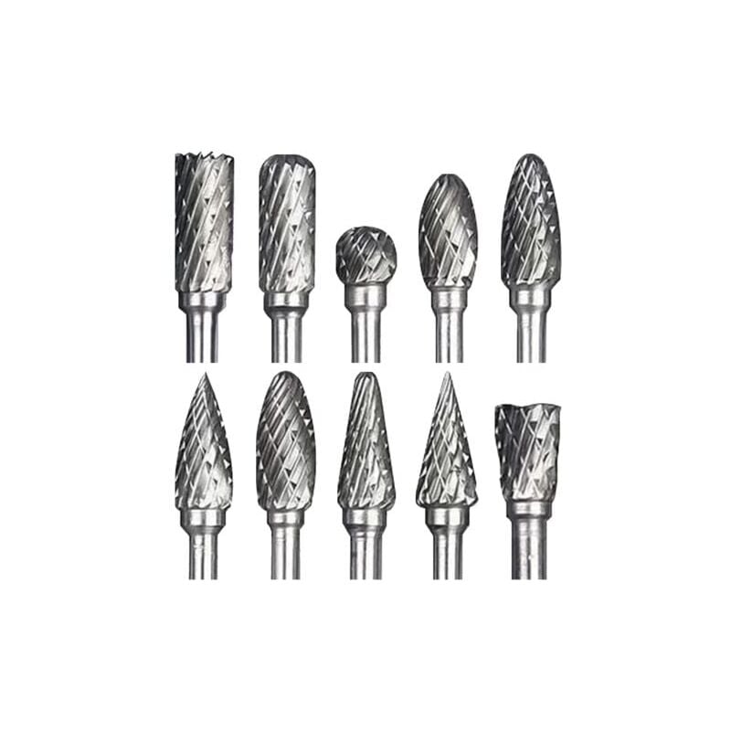 foto del prodotto 10 pezzi 1 8 gambo doppio taglio tungsteno carburo rotante set di frese per utensili rotanti fai da te intaglio del legno lucidatura dei metalli