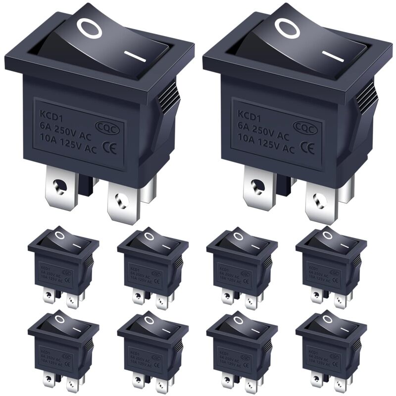 foto del prodotto 10 pezzi 2 posizioni on off dpst 4 pin interruttore a bilanciere 6a 250vac per auto camion barca elettrodomestici kcd1 4 201 bk