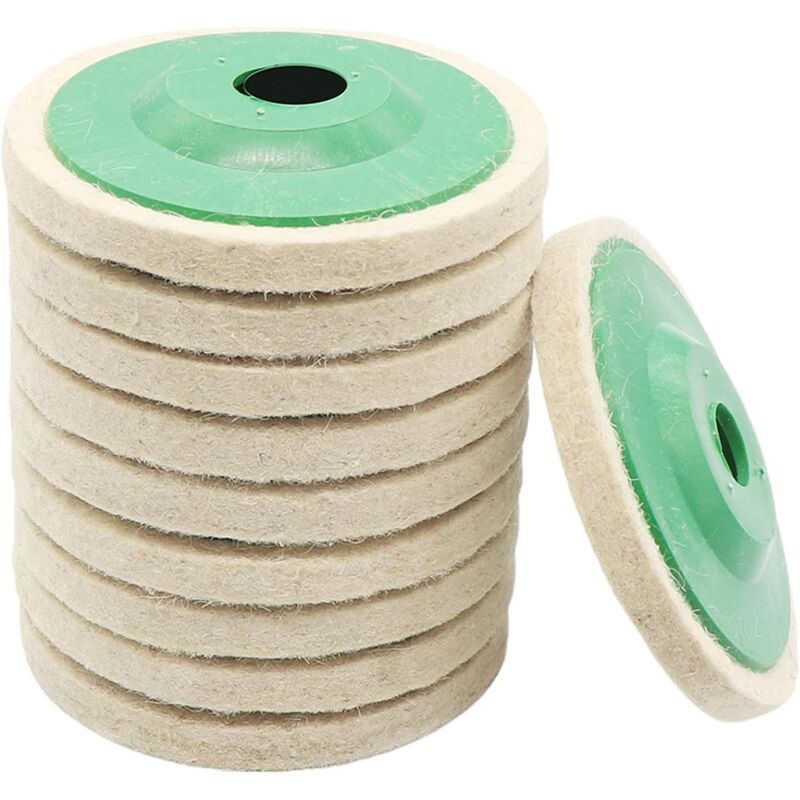 foto del prodotto 10 pezzi 4 pollici rotondo lana feltro disco ruote pastiglie per smerigliatrice angolare 100 mm lucidatura lucidatura