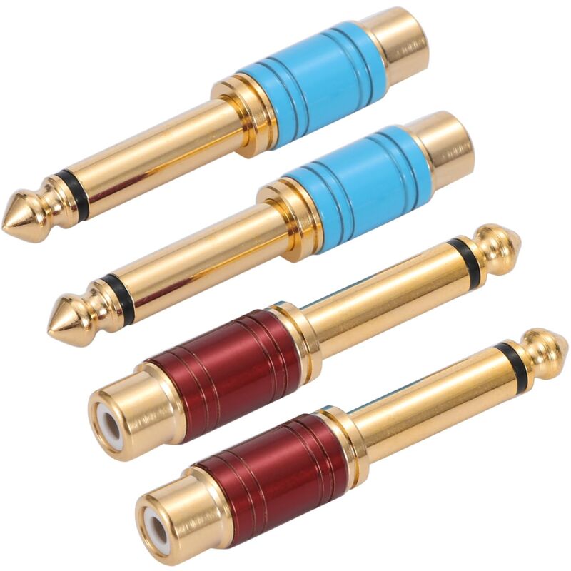 foto del prodotto 10 pezzi 6,35 mm 1 4 pollice maschio a rca femmina adattatore audio placcato oro rosso e blu 