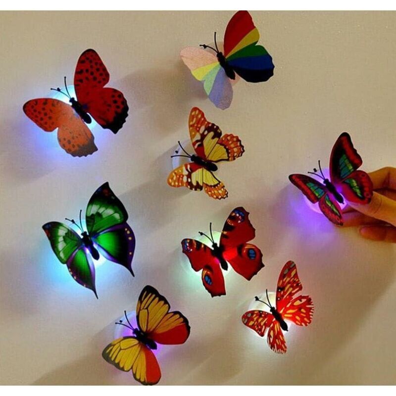 foto del prodotto 10 pezzi adesivi murali farfalla adesivi lampada a led adesivi murali 3d decorazione della casa luce notturna