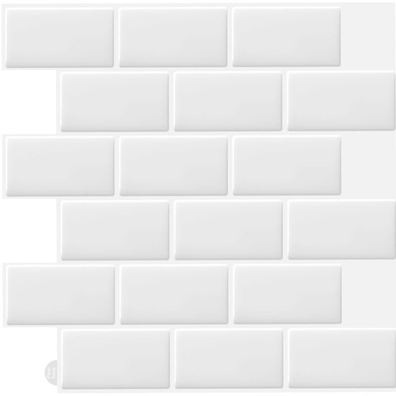 foto del prodotto 10 pezzi adesivi per piastrelle da parete 3d bianche per cucina e bagno 30,5x30,5 cm 