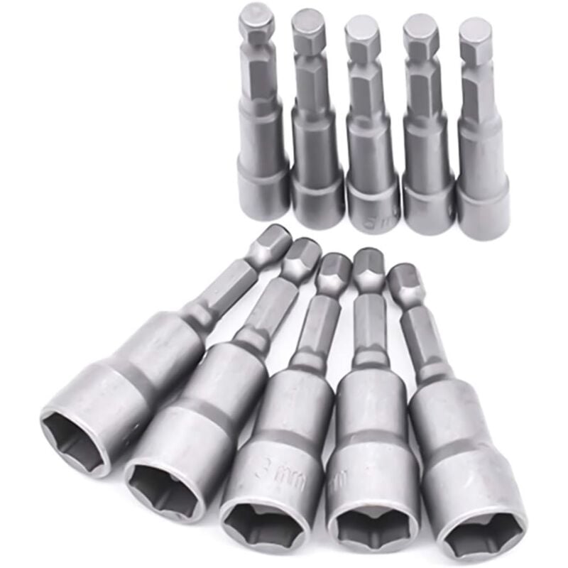 foto del prodotto 10 pezzi cacciavite a bussola 6 19mm adattatore per punte, esagonale per cacciavite a bussola per trapano a mano, cacciavite elettrico, chiave a