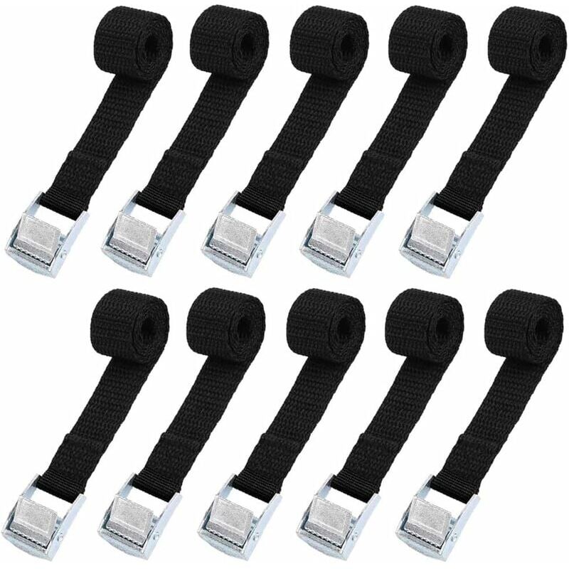 foto del prodotto 10 pezzi cinghia di ancoraggio 239cm kit di fissaggio per moto auto portabici cinghia di serraggio carico massimo 500 kg nero