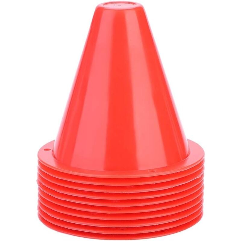 foto del prodotto 10 pezzi coni stradali con accessori di supporto segnalini in plastica per coni da calcio 8,50 8,50 cm rosso 