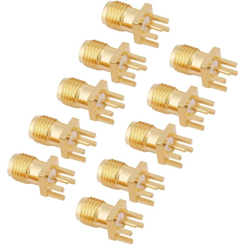 foto del prodotto 10 pezzi connettore base jack femmina sma connettore jack femmina adattatore coassiale rf montaggio pcb connettori in ottone da 50 ohm per antenna