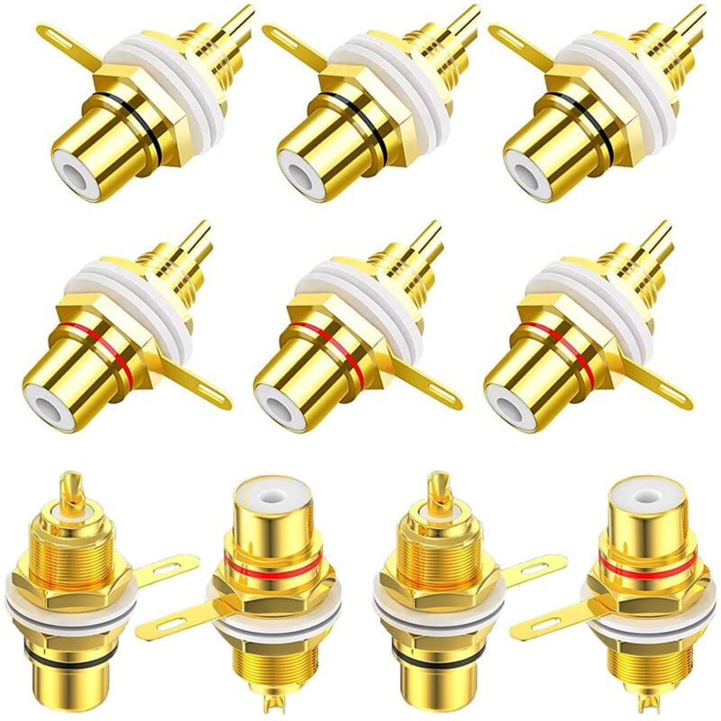 foto del prodotto 10 pezzi connettore femmina rca, adattatore per montaggio su pannello telaio rca