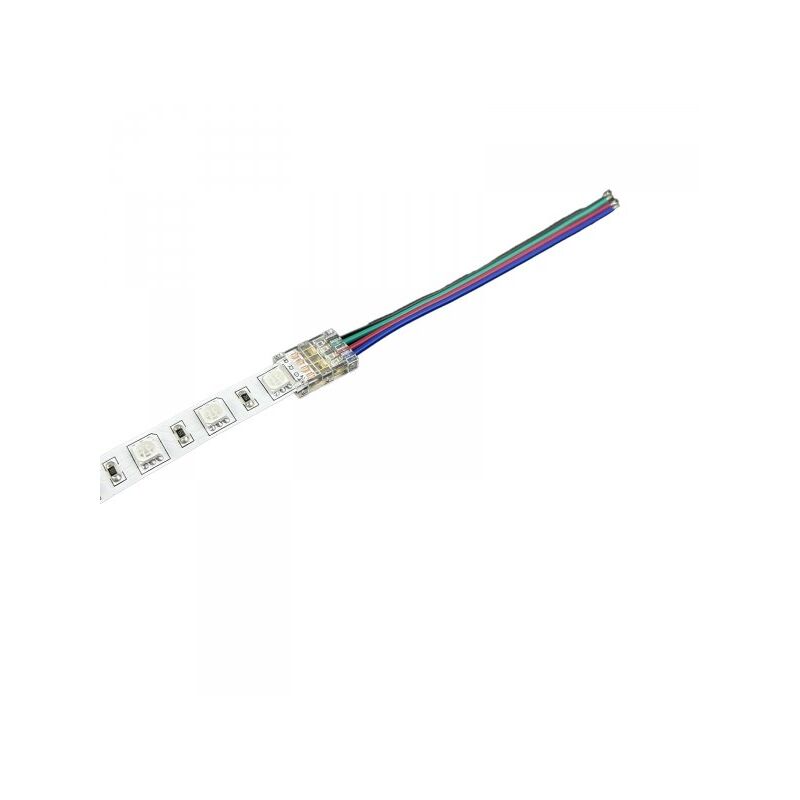 foto del prodotto 10 pezzi connettore trasparente invisibile 10mm rgb 4 pin per chiudere 2 striscie led smd cob rgb con passo da 10mm senza saldare