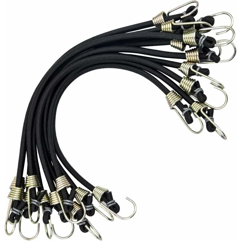 foto del prodotto 10 pezzi corde elastiche con mini ganci elastici corde elastiche universali resistenti per tende da campeggio, rimorchi per moto, carrelli per