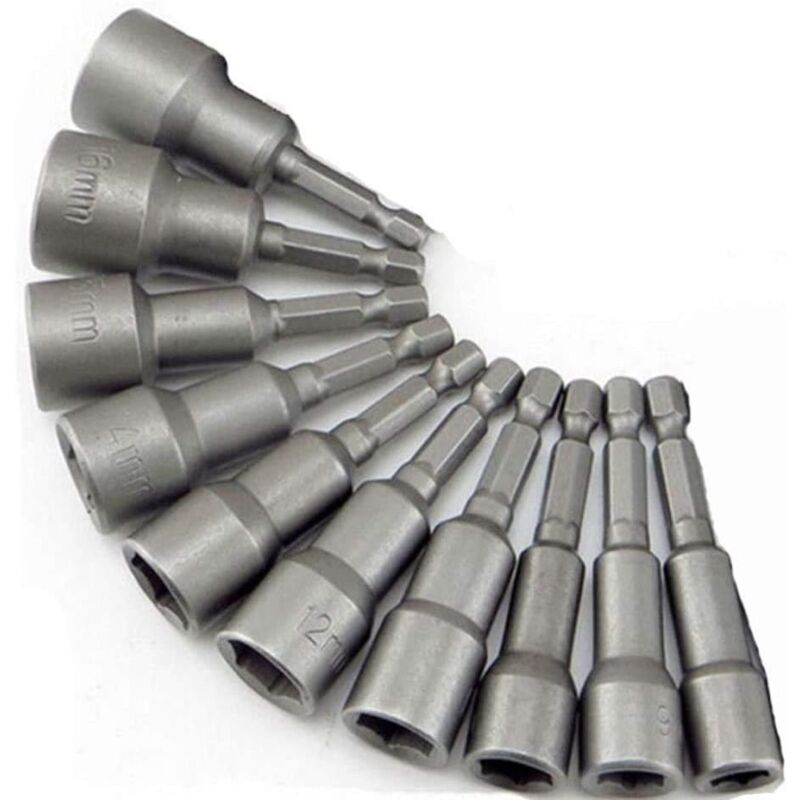 foto del prodotto 10 pezzi di bussola magnetica per cacciavite punta magnetica per cacciavite a impatto 6 19 mm adattatore per punta a bussola esagonale da 1,4 
