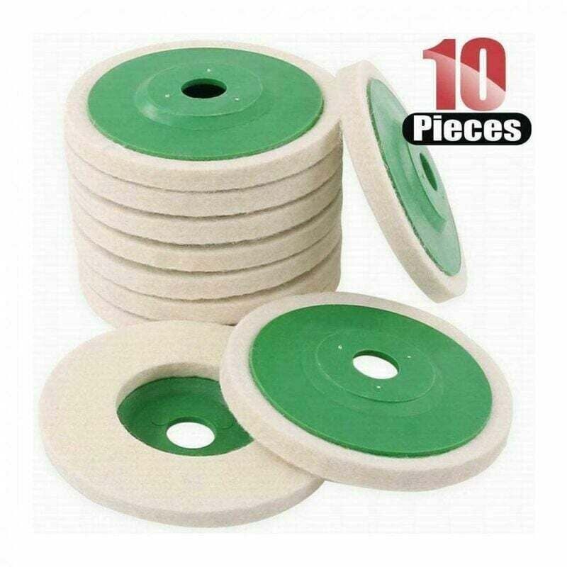 foto del prodotto 10 pezzi di dischi lucidanti in lana resistenti all usura, feltri per smerigliatrice angolare, per acciaio inossidabile, ceramica, vetro 10 cm 