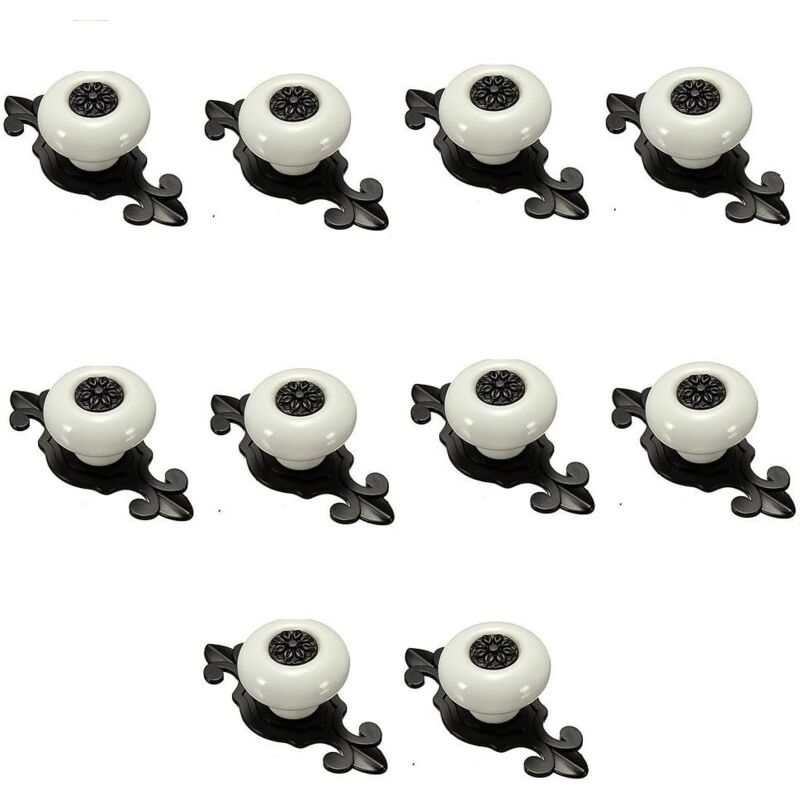 foto del prodotto 10 pezzi di maniglie e pomelli per cassetti, pomelli per cassetti, maniglia per porta in ceramica bianco e nero sollbry
