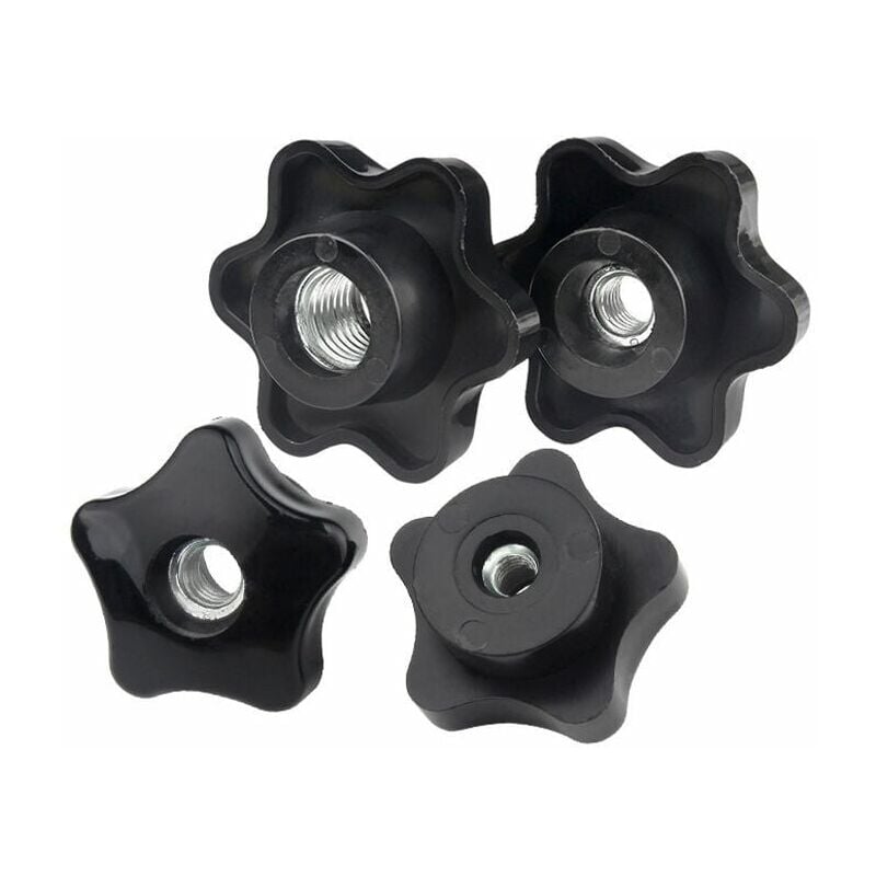 foto del prodotto 10 pezzi di manopole di serraggio a forma di stella in plastica nera, filettatura interna m6